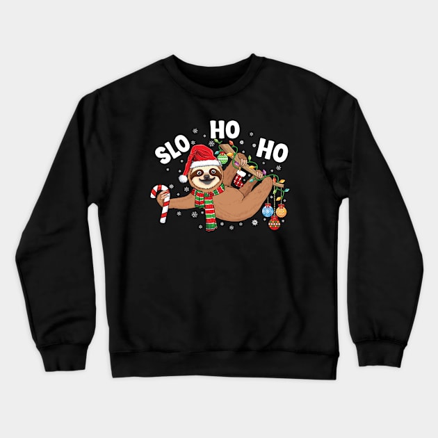 Merry Slothmas Christmas sloth pajamas Santa hat Xmas sloth Crewneck Sweatshirt by UNXart